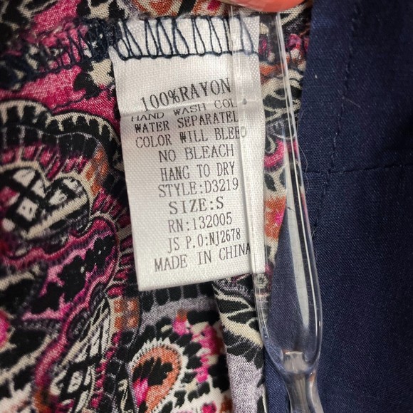 Entro Anthropologie Boho Print Lace Up Tassel Tie Tunic Shift Dress Blue Women S - Picture 6 of 6